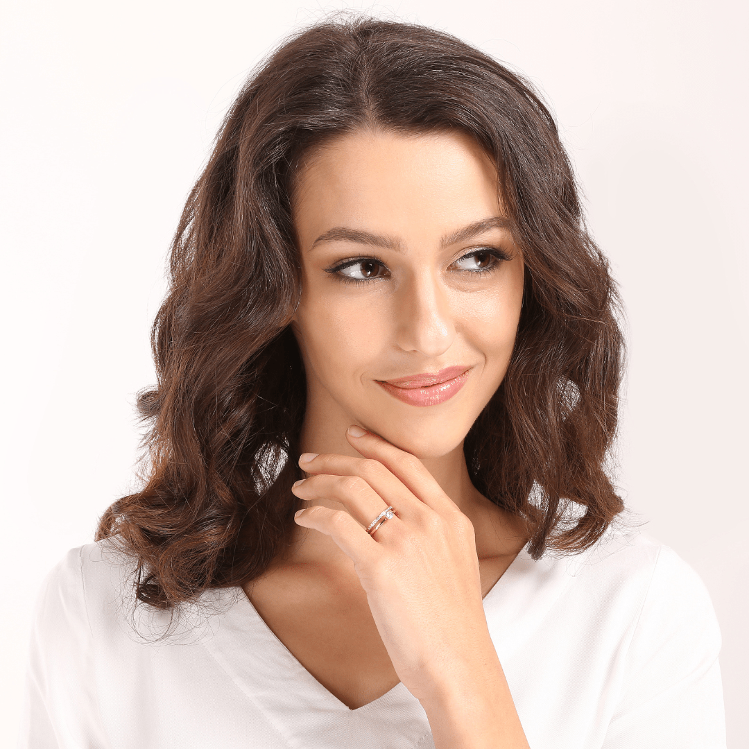 Dvojitý prsten s krystalem - Zovero